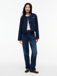 Double-Faced Wool Blend Jacquard Slim Jacket — Blue 2
