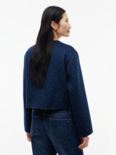 Double-Faced Wool Blend Jacquard Slim Jacket — Blue 4