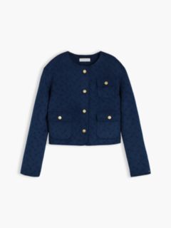 Double-Faced Wool Blend Jacquard Slim Jacket — Blue 5