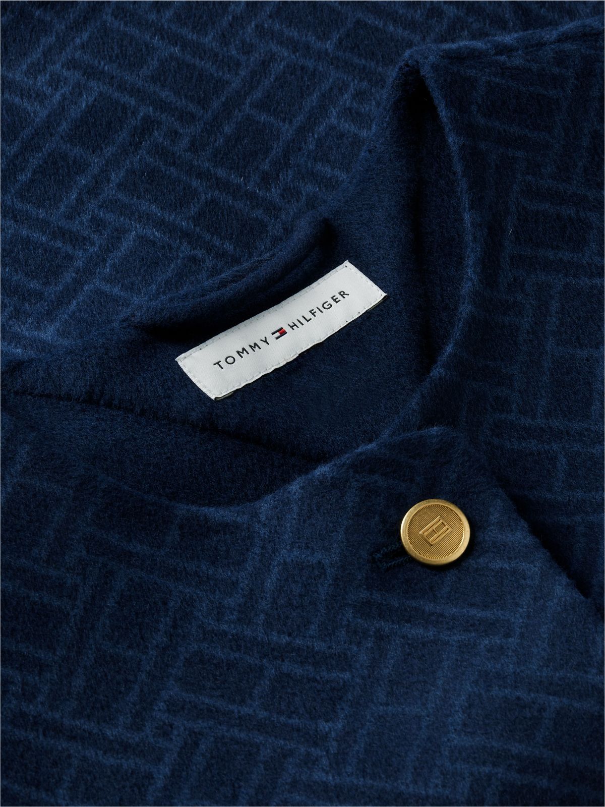 Double-Faced Wool Blend Jacquard Slim Jacket — Blue
