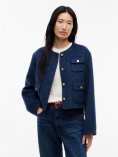 Double-Faced Wool Blend Jacquard Slim Jacket — Blue 1