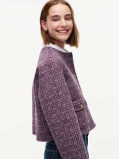 Double-Faced Wool Blend Jacquard Slim Jacket — Purple 4