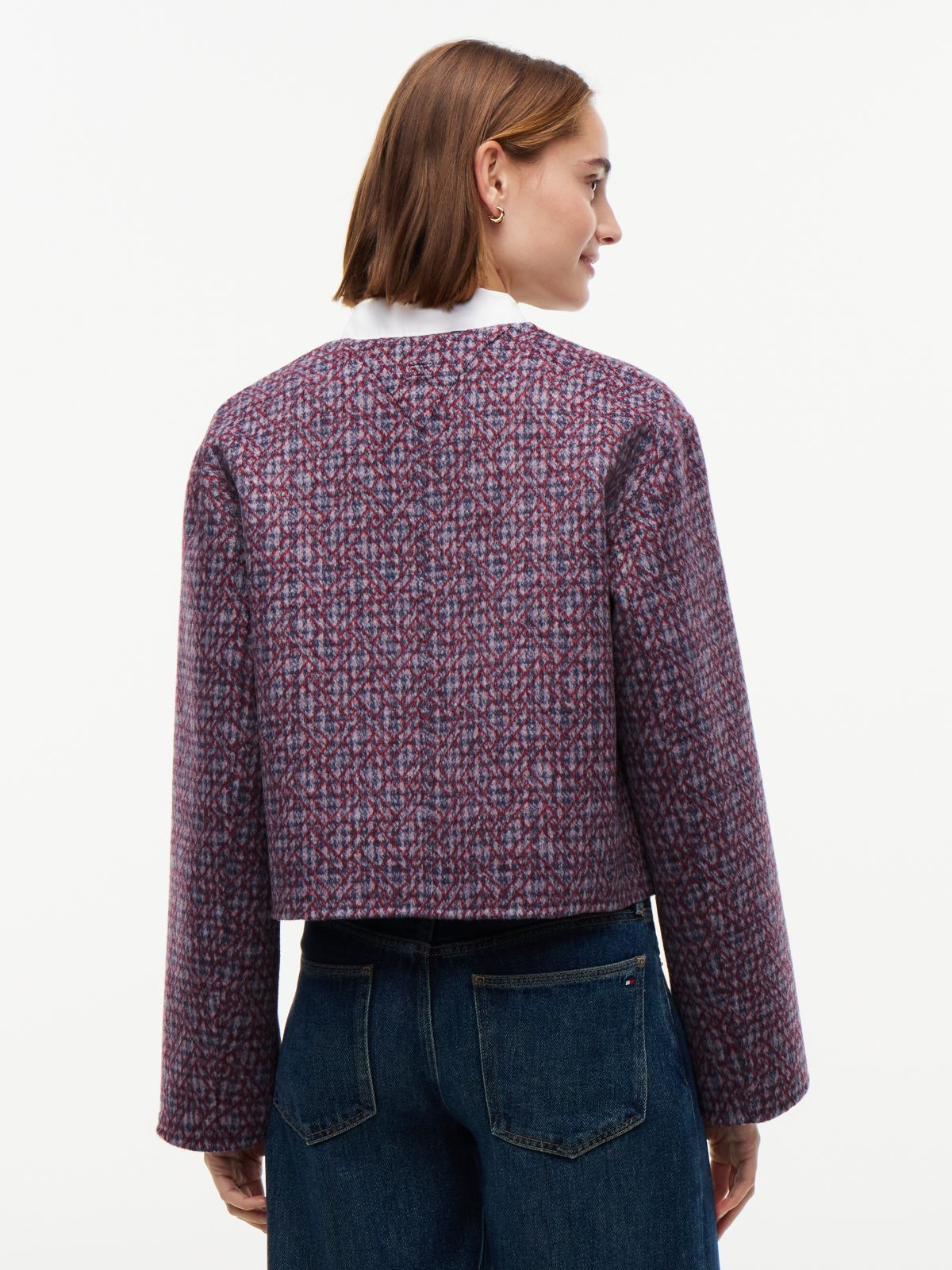 Double-Faced Wool Blend Jacquard Slim Jacket — Purple