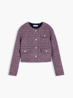 Double-Faced Wool Blend Jacquard Slim Jacket — Purple 6