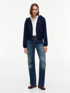 Double-Faced Wool Blend Relaxed Hooded Jacket — Blue 2