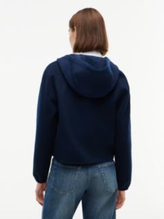 Double-Faced Wool Blend Relaxed Hooded Jacket — Blue 4