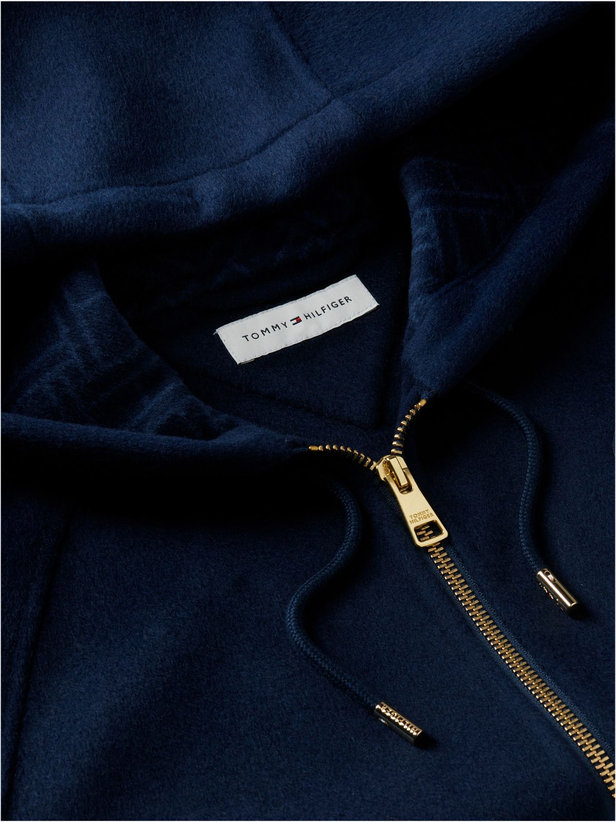 Double-Faced Wool Blend Relaxed Hooded Jacket — Blue