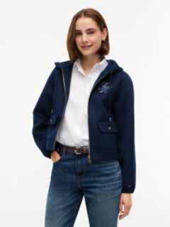 Double-Faced Wool Blend Relaxed Hooded Jacket — Blue 1
