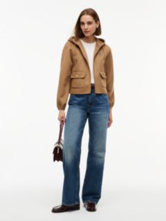 Double-Faced Wool Blend Relaxed Hooded Jacket — Brown 2