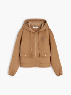 Double-Faced Wool Blend Relaxed Hooded Jacket — Brown 5