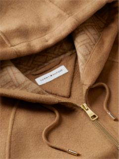 Double-Faced Wool Blend Relaxed Hooded Jacket — Brown 6