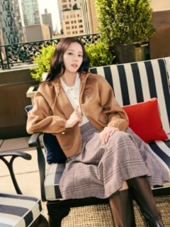 Double-Faced Wool Blend Relaxed Hooded Jacket — Brown 7