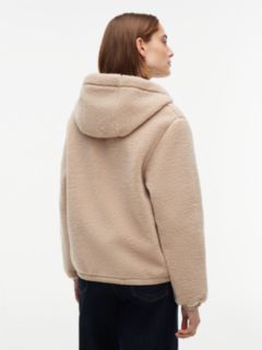 Teddy Fleece Zip-Thru Relaxed Hooded Jacket — Beige 4