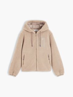 Teddy Fleece Zip-Thru Relaxed Hooded Jacket — Beige 5