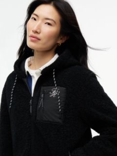 Teddy Fleece Zip-Thru Relaxed Hooded Jacket — Black 3