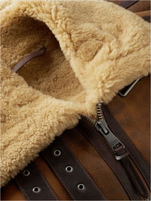 cappotto relaxed fit in pelle e shearling marrone da donne tommy hilfiger
