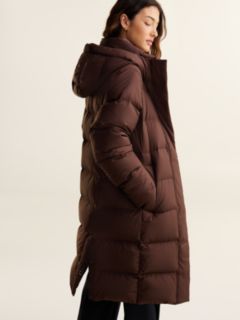 Water Repellent Down Hooded Coat — Brown 4