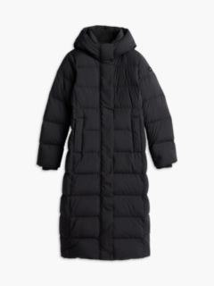 Water Repellent Down Hooded Longline Coat — Black 5
