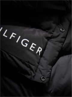 Water Repellent Down Hooded Longline Coat — Black 6