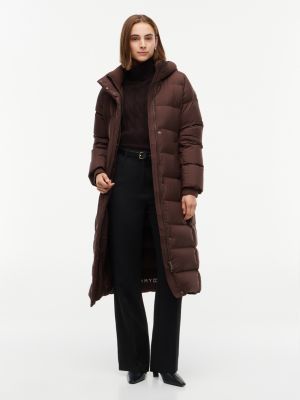 piumino lungo idrorepellente con cappuccio brown da donne tommy hilfiger