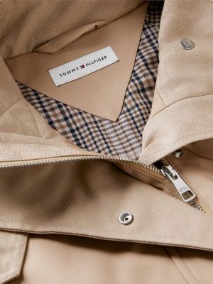 beige flag jacquard twill relaxed cape coat for women tommy hilfiger
