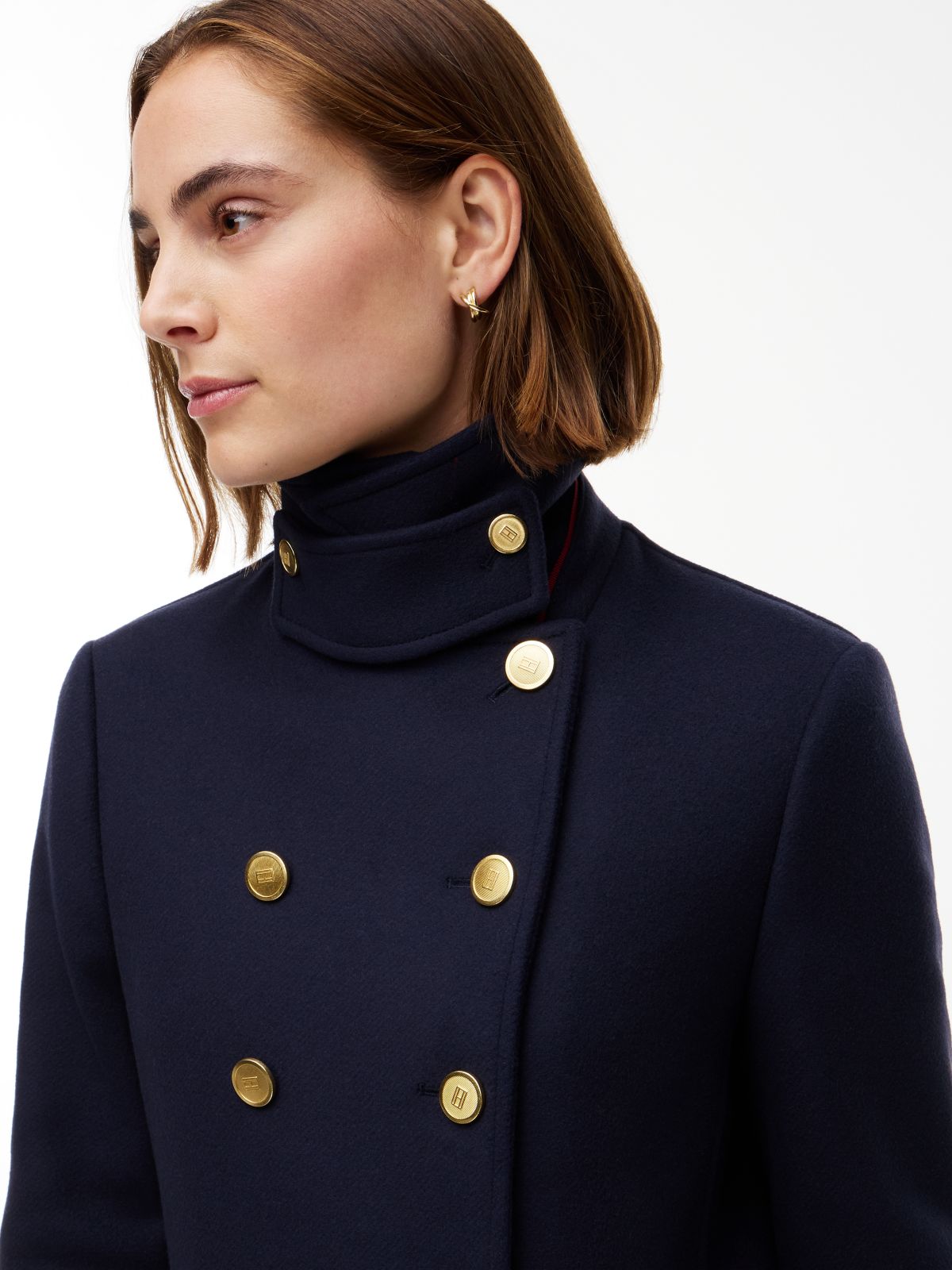Manteco Wool Blend Double Breasted Coat — Blue