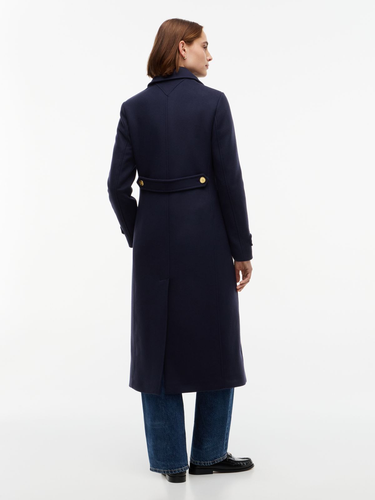 Manteco Wool Blend Double Breasted Coat — Blue