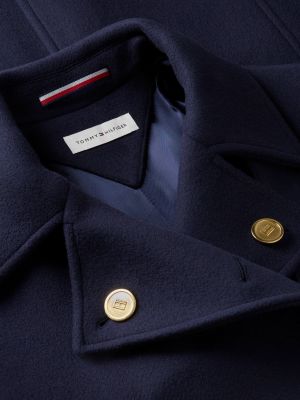 blue manteco wool blend double breasted coat for women tommy hilfiger