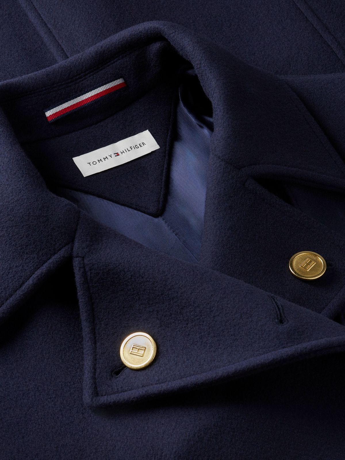 Manteco Wool Blend Double Breasted Coat — Blue