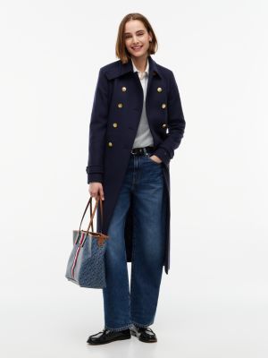 blue manteco wool blend double breasted coat for women tommy hilfiger