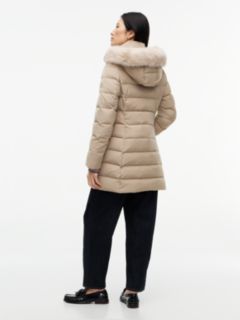 Water Repellent Down Slim Hooded Coat — Beige 4