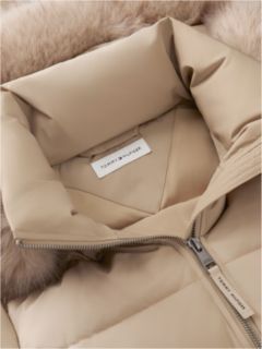 Water Repellent Down Slim Hooded Coat — Beige 6