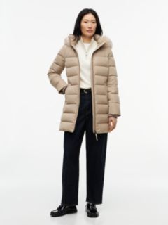 Water Repellent Down Slim Hooded Coat — Beige 1