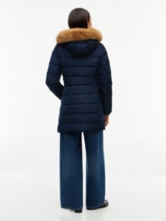Water Repellent Down Slim Hooded Coat — Blue 4