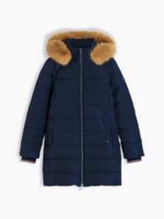 Water Repellent Down Slim Hooded Coat — Blue 5