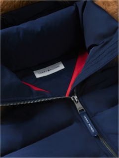 Water Repellent Down Slim Hooded Coat — Blue 6