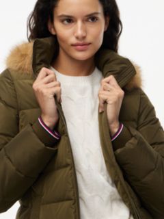 Water Repellent Down Slim Hooded Coat — Green 2