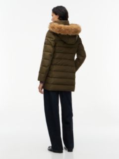 Water Repellent Down Slim Hooded Coat — Green 4