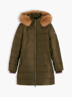 Water Repellent Down Slim Hooded Coat — Green 5