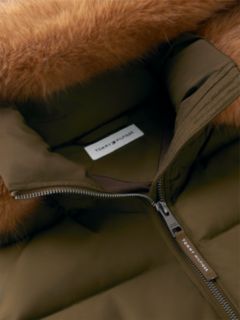Water Repellent Down Slim Hooded Coat — Green 6