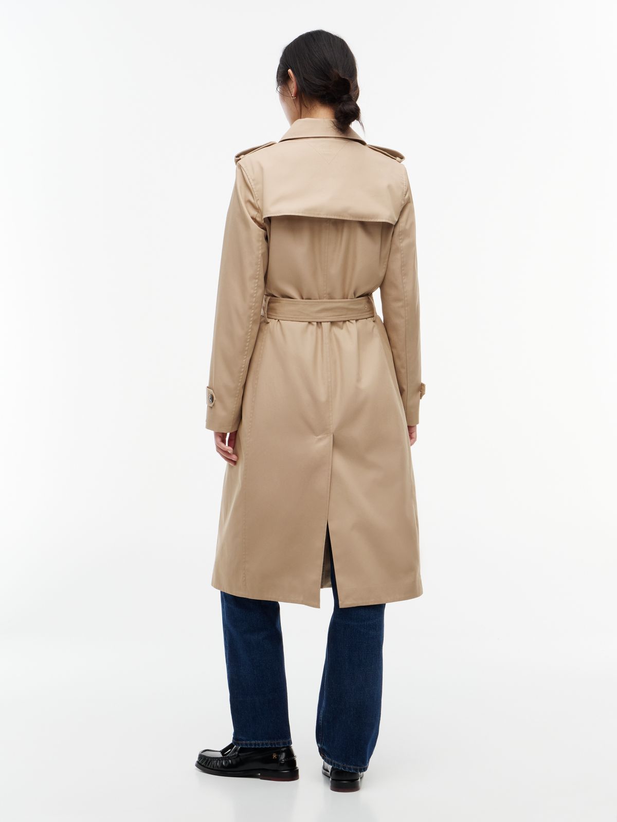 Buckle Belt Double Breasted Trench Coat — Beige