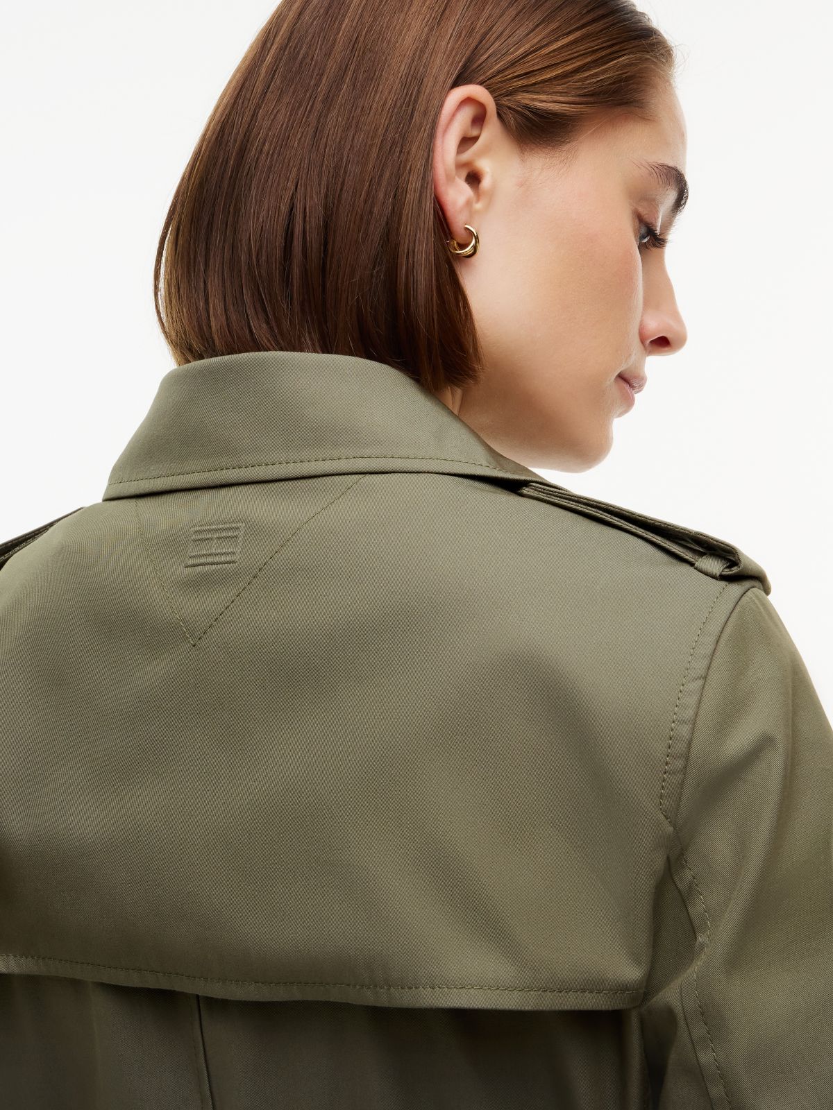 Buckle Belt Double Breasted Trench Coat — Green