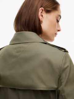 Buckle Belt Double Breasted Trench Coat — Green 3