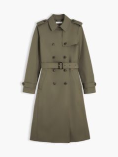 Buckle Belt Double Breasted Trench Coat — Green 6