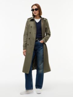 Buckle Belt Double Breasted Trench Coat — Green 1