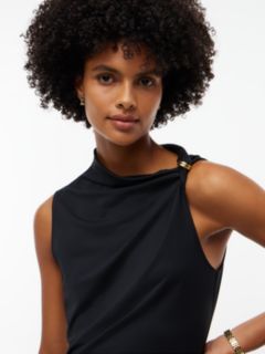 Twist Ruched Slim Sleeveless Maxi Dress — Black 2