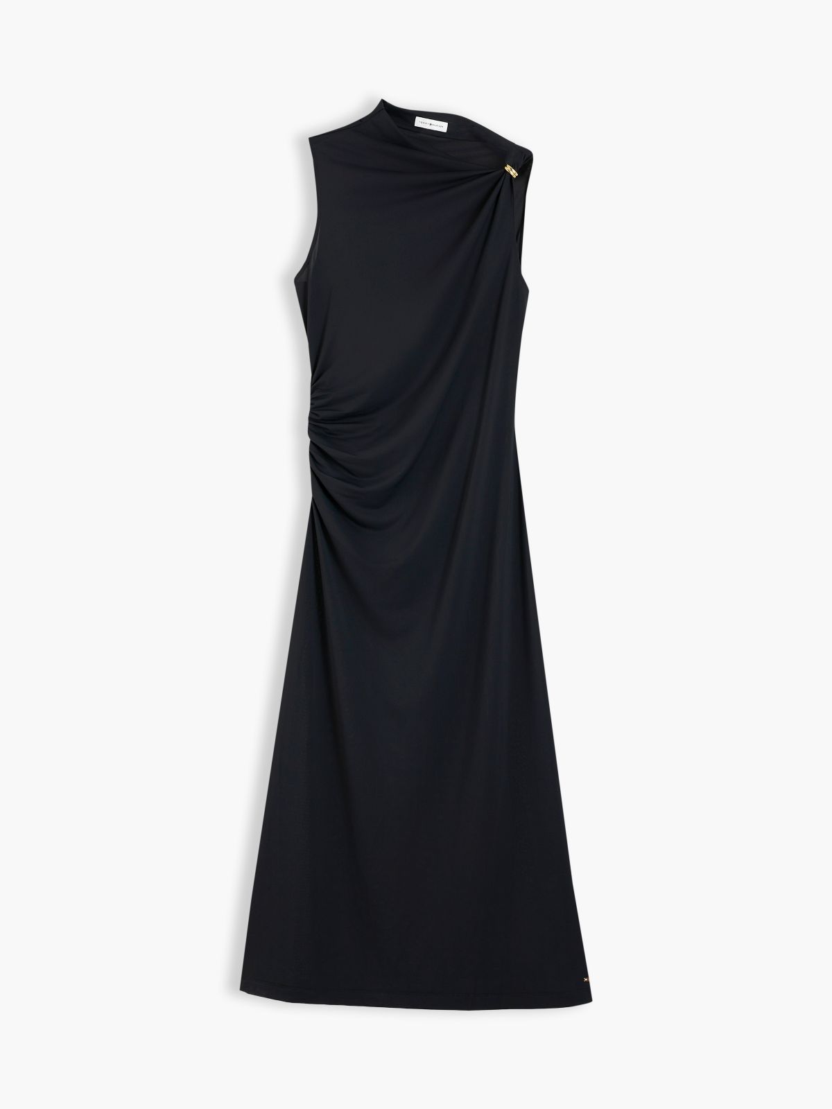 Twist Ruched Slim Sleeveless Maxi Dress — Black