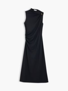 Twist Ruched Slim Sleeveless Maxi Dress — Black 5