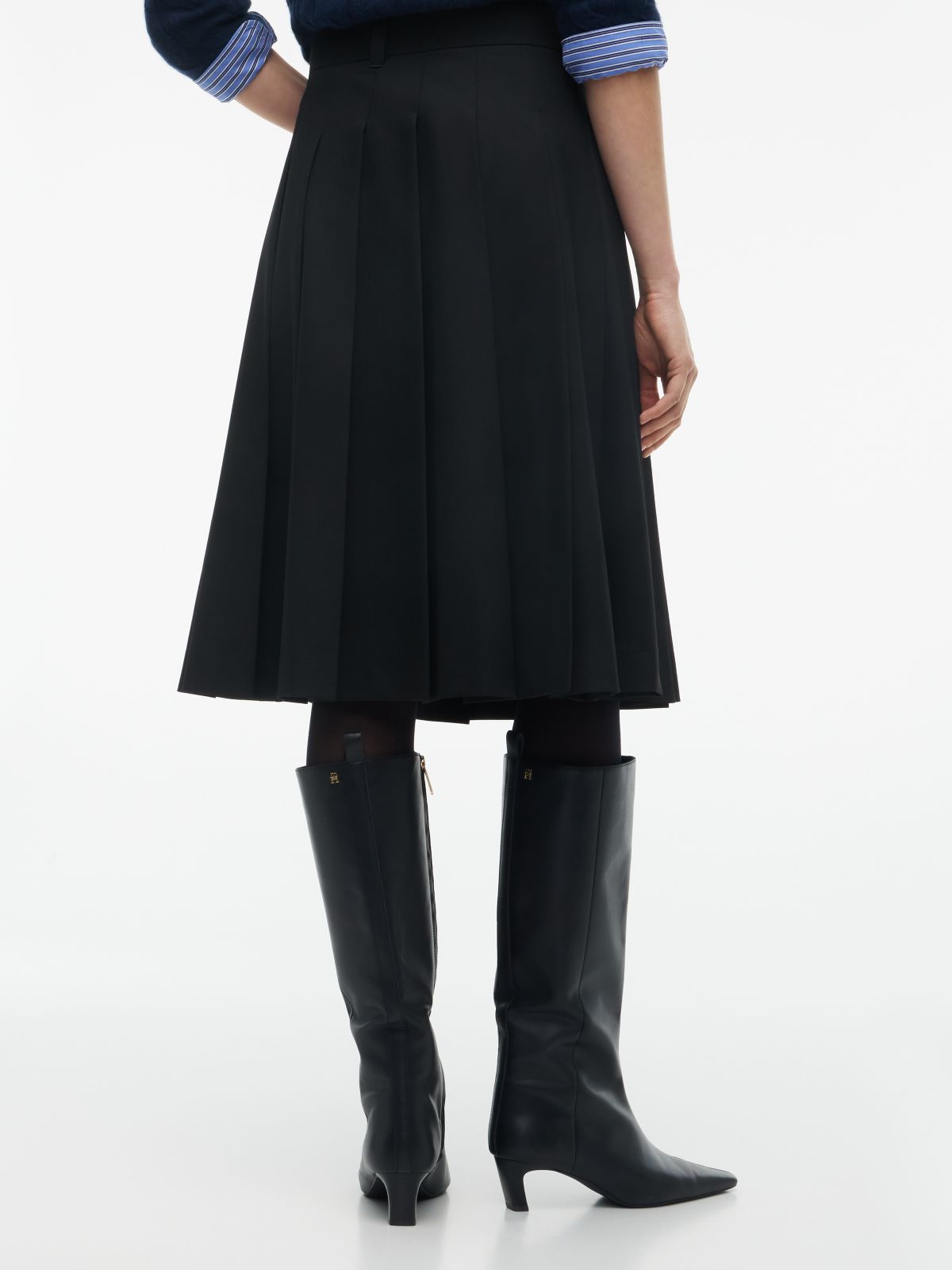 Metal Flag Pleated Skirt — Black