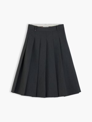 gonna a pieghe con bandierina in metallo grigio da donne tommy hilfiger